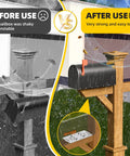 Comparison of mailbox stability before and after using Mailbox Mounting Bracket For Post Mount Mailboxes, Fits 4x4 Wood Or Hollow Posts, White Mounting Plate With Bottom Mount Holes
