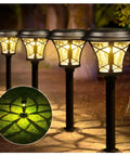 8 Pack Solar Pathway Lights Outdoor 19.8 Inch Tall Metal LED Landscape Lighting With Waterproof Diamond Glass Shade Auto On Off