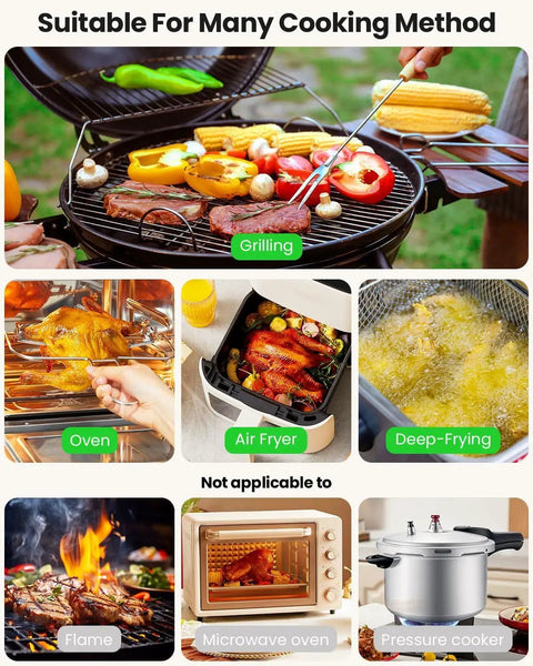 Wireless Meat Thermometer With WiFi And Bluetooth; grilling, oven, air fryer, deep-frying; not for flame, microwave, pressure cooker
