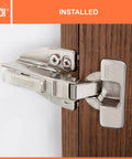 European Concealed Face Frame Cabinet Hinges Soft Close Clip-On With Screws One Half Inch Overlay 3D Adjustable installed