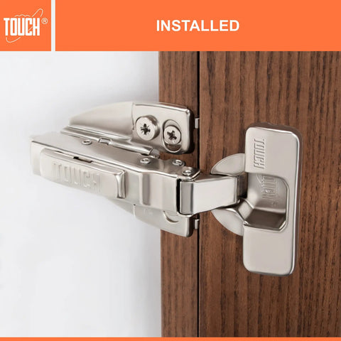 European Concealed Face Frame Cabinet Hinges Soft Close Clip-On With Screws One Half Inch Overlay 3D Adjustable installed