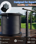 Reel of One Eighth Inch T316 Black Stainless Steel Cable Rope, 600 Feet, suitable for cable rail kit and outdoor projects.