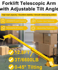 Built Like A Tank Forklift Telescopic Boom 3 Ton 12.8 Ft Extension Rack with adjustable tilt and carbon steel construction.