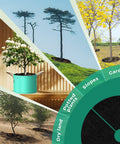 Illustration of 8 Pack 20.47 Inch Nonwoven Mulch Mats For Landscaping installed in various settings like potted plants and gardens.