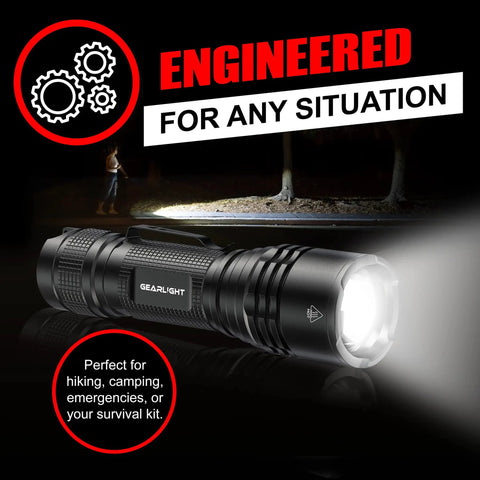 Ultra Bright Tactical Flashlight For EDC Mini Size Compact Powerhouse with Military Grade Aluminum Build shining light at night