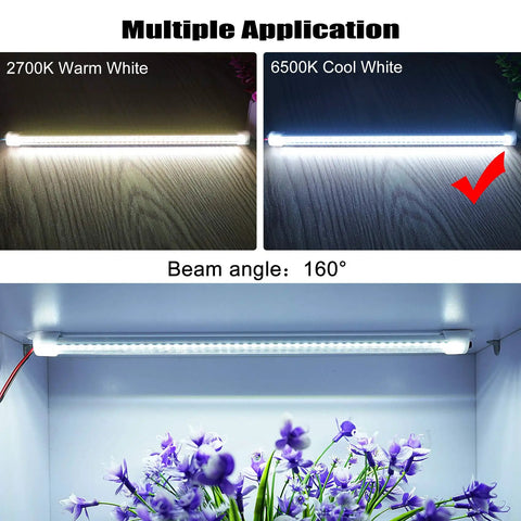 12V LED Interior Light Bar with Magnetic Mounts and On Off Switch for Cars Trucks Vans RVs Campers Boats Cargo Trailers and More 6500K Cool White 48 LEDs 600 Lumens 9.6W Wide 160 Degree Beam No Flicker