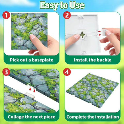 Dope Magnetic Base Plates Set For Minecraft Four Green 4x4 Base Boards Magnetic Building Blocks Foundation installation steps