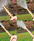 Adjustable Twist Garden Hose Nozzle With Heavy Duty Brass Sprayer 4 Inch Tip in use spraying water in garden