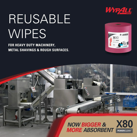 Heavy Duty Cleaning Wipes Jumbo Roll With 455 Sheets Red Absorbs Water And Oil, Extended Use Cloths for industrial use in factory