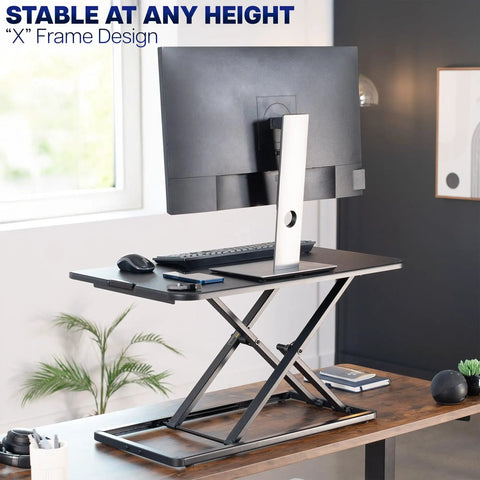 Budget Friendly 29 Inch Height Adjustable Standing Desk Converter For Sit Stand Workstation Monitor And Laptop Riser