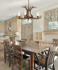 26 Inch Brown Resin Faux Horn Antler Chandelier 4 Light Rustic Farmhouse Hanging Light for Dining Room