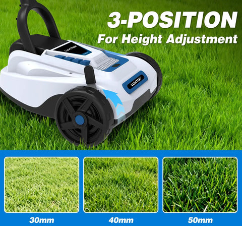 Cordless 9 Inch Mini Lawn Mower With 6000 RPM Brushless Power, 3 Adjustable Cutting Heights From 1.5 To 2.3 Inches, 20V 4.0Ah Battery And Charger Included, Smart Lift Sensor For Small Yards, No Fuss Quick Garden Care And Lawn Cleanup on grass
