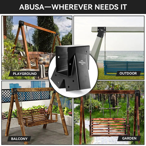 Heavy Duty Swing Set Brackets And Hangers Kit With 2 A Frame Brackets And 4 Black Swing Hangers Aluminum Alloy Mounting Hardware For Playground Equipment Weatherproof And Rust Resistant Build