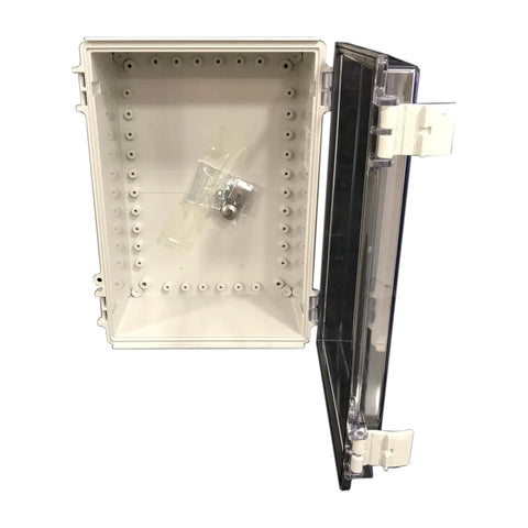 Open Rugged Plastic Outdoor Enclosure Box With IP66 And NEMA 1 2 4 4X Rating Includes Stainless Steel Wall Mount Brackets