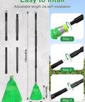 Heavy Duty Outdoor Broom With Super Stiff Bristles Commercial Yard Sweep For Leaves And Debris showing adjustable pole sections.