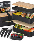 Premium Bento Box With 2 Stackable Compartments, 40 Oz Capacity, Includes Utensils, Dip Container, Chopsticks, Fork, Spoon, Knife