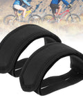 Two black One Pair Velcro Bike Straps For Pedals, Nylon Foot Binding Straps For Cycling, against mountain biking backdrop.
