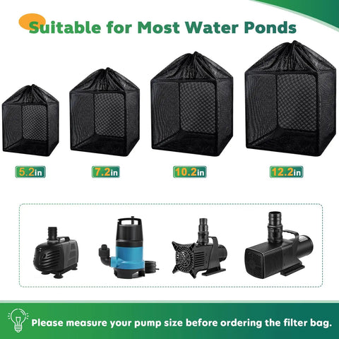 Heavy Duty Pond Pump Filter Bag for Outdoor Koi Ponds with Ultra Fine Honeycomb Mesh and Glass Fiber Frame in various sizes