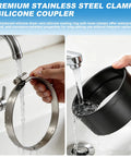 All In One Thickened Silicone Dryer Vent Seal Kit With Two Heavy Duty Stainless Steel Clamps shown under running water