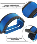 Blue durable foot strap for fixed gear bike with adhesive toe clip belt, showcasing exquisite webbing and magic belt fix