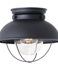 Sebring 8869-12 Outdoor Ceiling Flush Mount Light In Black Finish, One Light, Wet Location Rated, cETL Listed Exterior Fixture