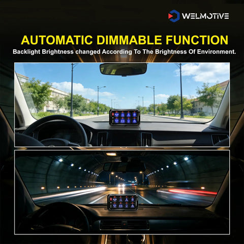 Car dashboard with 8 Gang Switch Panel With Auto Dimmable LED Touch Control And Memory Function 12V DC 720W Max 60A in use