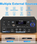 Two Channel 500W Bluetooth 5.0 Stereo Audio Amplifier For Home Theater With FM Echo AUX USB SD MIC Optical Inputs