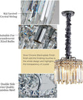 Modern Crystal Chandelier With K9 Crystals And Warm Gold Frame, 4 Light Flush Mount Ceiling Fixture In Chrome Finish Details