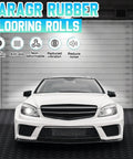 Heavy Duty Diamond Plate Rubber Flooring Roll 12 Inch By 20 Foot Non Slip Garage Mat in a garage with parked white car