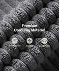 Close-up of premium grey corduroy material texture for 66 Inch Corduroy Futon Sofa Bed With Adjustable Backrest And Armrests.
