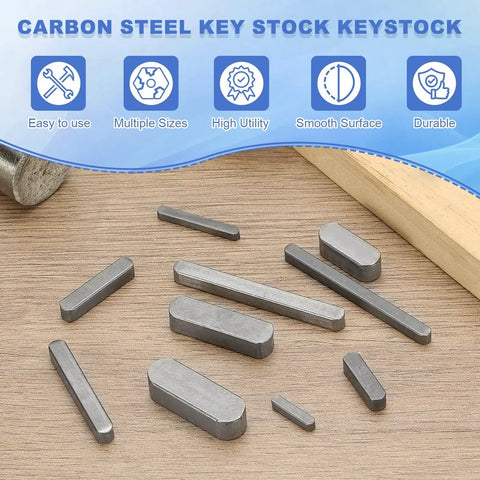 Round Ended Feather Key Set 30x8x7 Mm Carbon Steel 5 Pcs for Parallel Drive Shafts and Fasteners in Mechanical Industry