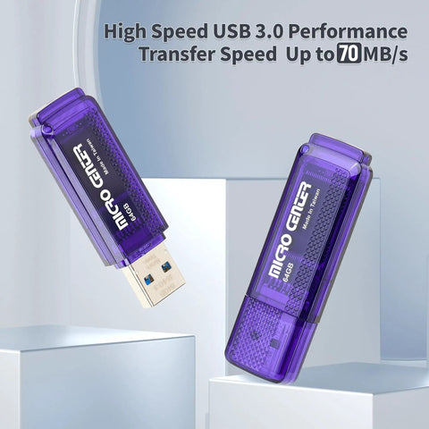 Ten Pack 64GB USB 3.0 Flash Drives Blue 70MB/s Read Speed Slim Thumb Drives For Quick Data Transfer And Backward Compatibility With USB 2.0 Ideal For School Work And Travel, purple 64GB USB flash drives