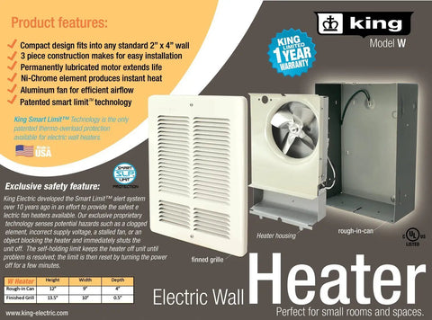 240 Volt 1500 Watt Wall Mounted Electric Heater In White For Fast Cozy Heat Easy Install Quiet Operation Energy Efficient Space Heater For Small Rooms And Bathrooms product features on display with internal components shown.