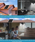 4-Head Outdoor Solar Pendant Light With Motion Sensor, 3 Color Temperature Options, 4 Modes, Remote in garage and house.