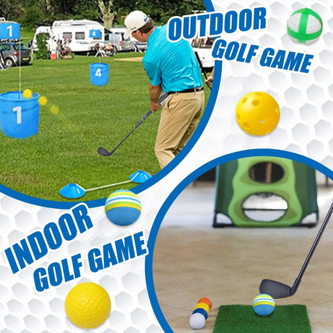 Playing outdoor and indoor golf with a Retractable Metal Shaft Golf Chip Club With Durable ABS Head for practice games.