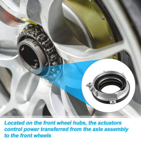 Straight Fire Auto Locking Hub Actuator For Ford F150 Expedition And Lincoln Navigator 2003 To 2017 close-up view of front wheel hub actuator.