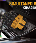 Rugged Four Port Usb C Car Charger Delivers Dead Serious 60W Fast Charging For Android Smartphones With A Gutsy Cigarette Lighter Adapter That Makes Highway Drives A Breeze, plugged into a car's cigarette lighter.