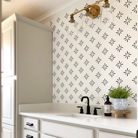 Starburst Geometric Wall Stencil Kit 2 Pack Of 16.5 X 31.5 Inch Stencils For Large Pattern Scandinavian Style DIY Wall Art