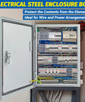 Open 12 By 10 By 6 Inch Steel Electrical Junction Box NEMA 4X Indoor Outdoor Enclosure Waterproof Dustproof Wall Mounted