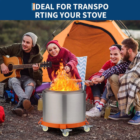 Workhorse Heavy Duty Drum Dolly With 4 Wheels, Steel Oil Barrel Cart For Moving Bulk Cylinders, Smooth Rolling Circular Base near campers cooking.