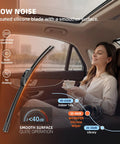 Straight Up Premium Silicone Windshield Wiper Blades 28 And 14 Inch Set Of Two showing minimal noise during operation in a car.