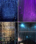 Lit 16W Bluetooth Fiber Optic Curtain Light Kit With RGBW Waterfall Effect installed in sensory room and home decor displays
