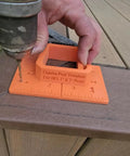 Zero Stress Deck Post Layout Jig Gonna Nail Your Install With Precision Markers And Pre Drill Centers on a wooden deck.