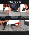 Usage steps of All In One 360 Degree Swivel Head Pop Rivet Gun Kit With 120 Blind Rivets Heavy Duty Hand Rivet Tool in action.