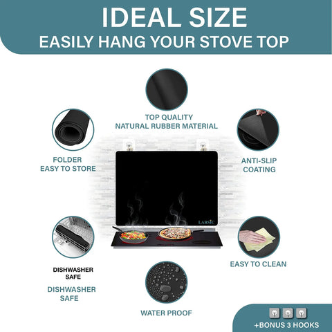 Stove Top Protector Cover For Electric Cooktops And Laundry Area Keeps Your Kitchen Tidy Anti Slip Waterproof Pad Black 28.5x20.5