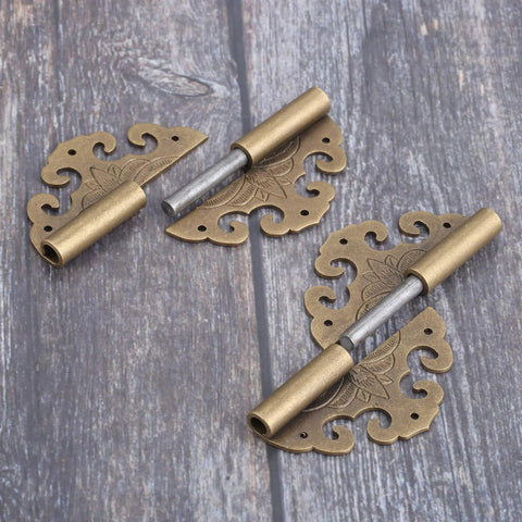 Antique Bronze Decorative Hinges For Cabinets And Wooden Boxes Retro Vibe Brass Bat Flower And Cloud Jewelry Fittings Classic
