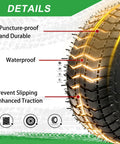 Close-up of Heavy Duty 9x3.50-4 Tire And Inner Tube Set With Bent Valve Stem showing puncture resistance and traction features.