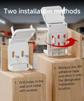 Garage Door Sensor Bracket For Entry Sensors Durable Mount With Pre Installed Tape And Screws No Fuss Install Easy To Use Garage Door Sensor Holder Compatible With Door And Alarm Contact Sensors, two install methods shown