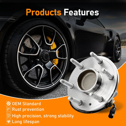 Front Wheel Hub Bearing Assembly 2Pcs 6 Lug With ABS 515097 For 2007 To 2014 Cadillac Escalade Chevy Silverado