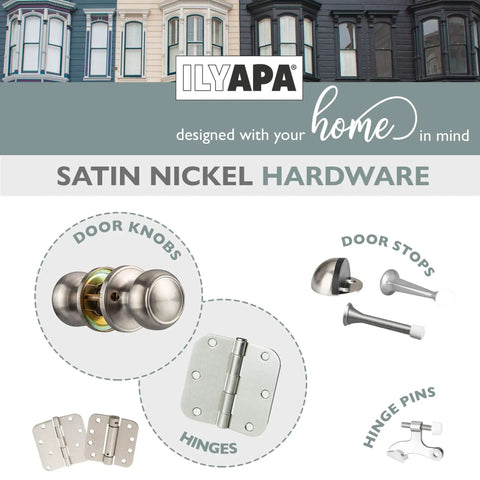 Passage Door Knob For Hall And Closet Doors In Satin Nickel Non Locking Interior Round Door Handle Colonial Finish